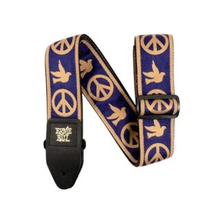 Correa Para Guitarra/Bajo Clásica Jacquard - Azul Marino Y Beige Peace Love Dove - Eb-P04699