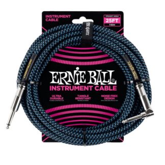 Cable Negro Con Azul 25' Braided Straight / Angle Para Instrumento - Eb-P06060