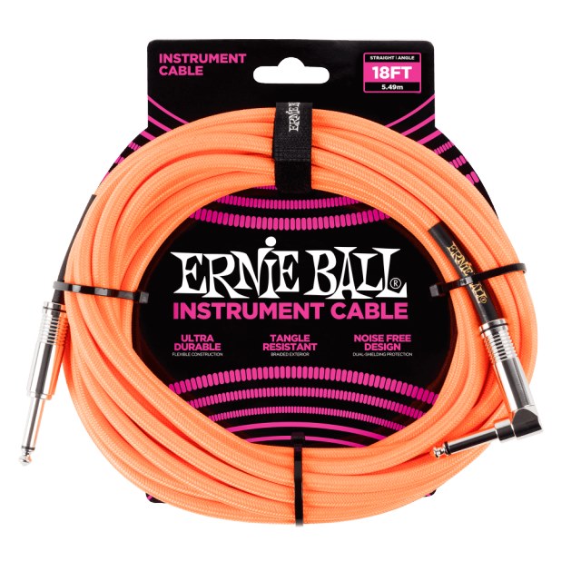 Cable Para Instrumento 10' Braided Recto / Angulado - Naranja Neón - Eb-P06084